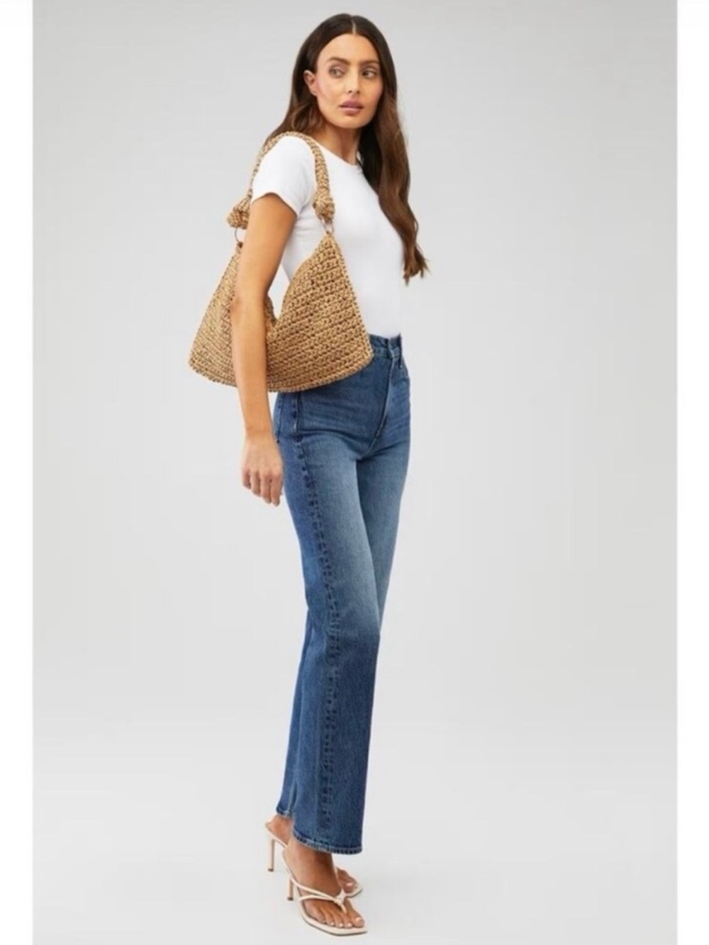 8 Other Reasons Woven Knotted Straw Shoulder Bag in Natural Tan